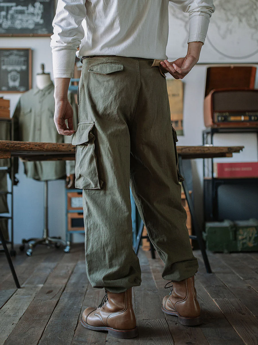 Ibrahim - Pantaloni Militari M-47 In Twill a Spina Di Pesce - Image 7