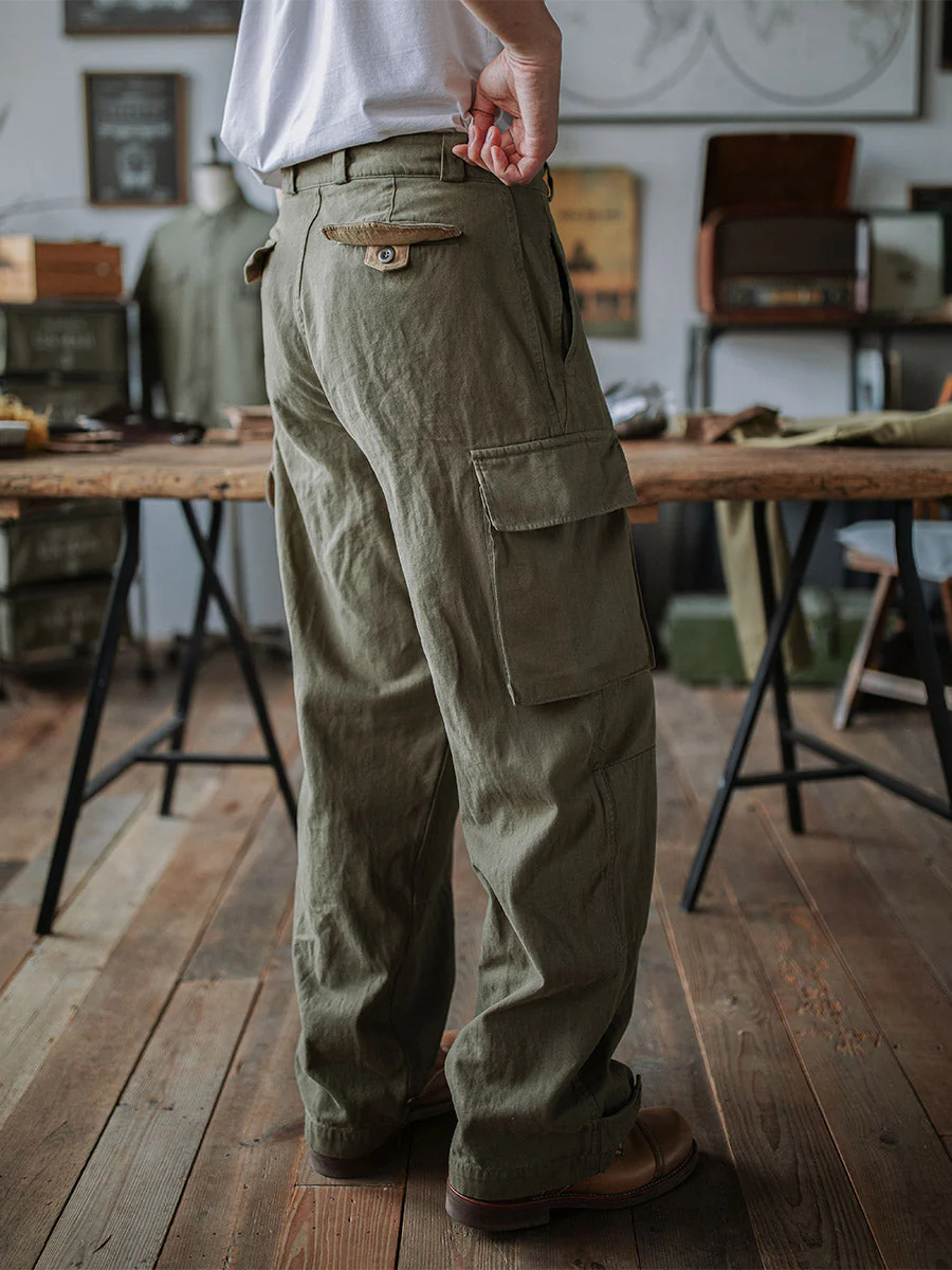 Ibrahim - Pantaloni Militari M-47 In Twill a Spina Di Pesce - Image 8