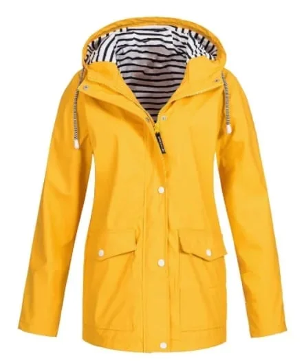 Ilektra - Elegante Manica Lunga Impermeabile Cappuccio Giacca - Image 12