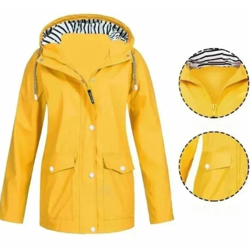 Ilektra - Elegante Manica Lunga Impermeabile Cappuccio Giacca - Image 13