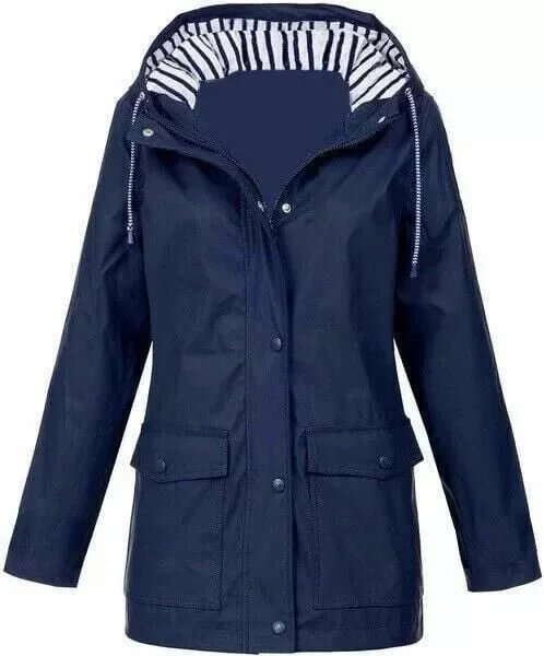 Ilektra - Elegante Manica Lunga Impermeabile Cappuccio Giacca - Image 8