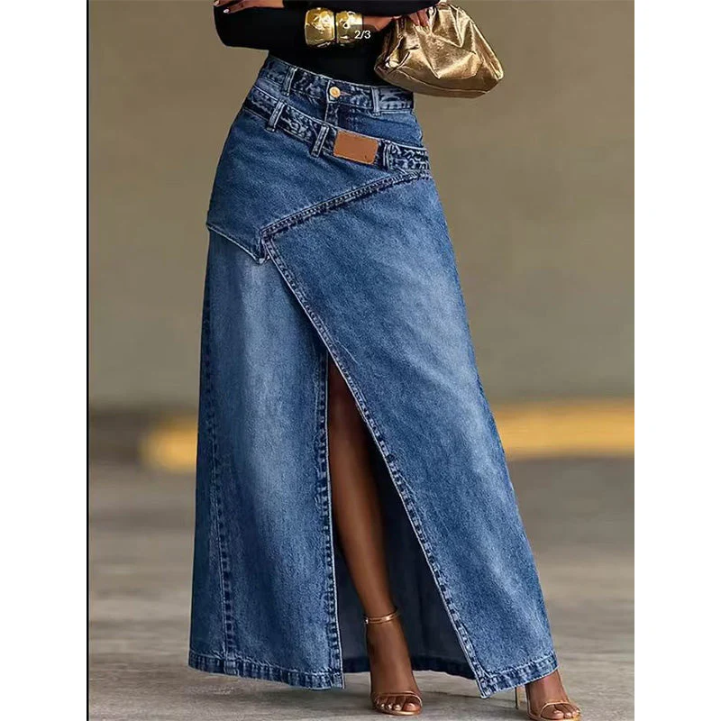Iliza - Gonna In Denim Asimmetrica a Strati Con Spacco - Image 2