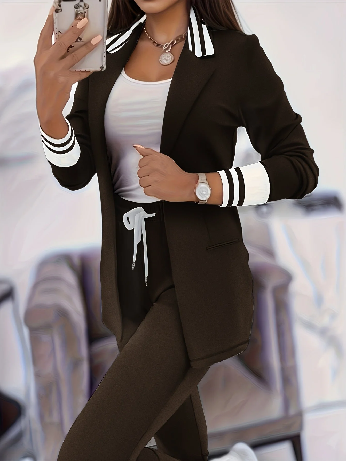 Ingelore - Settato a Due Pezzi Alla Moda a Righe - Image 3