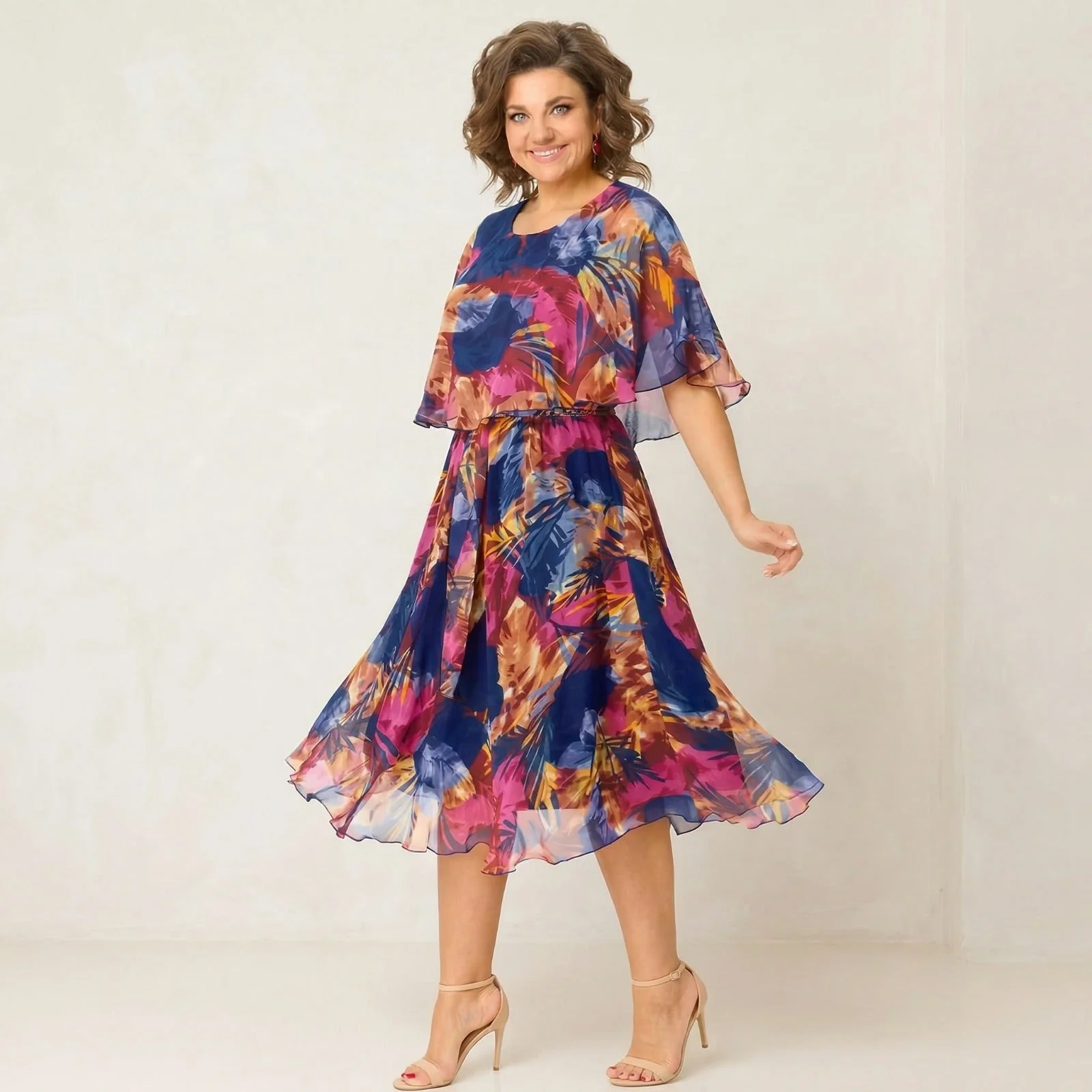 Irenen - Abito midi in Chiffon con Stampa Floreale - Image 3
