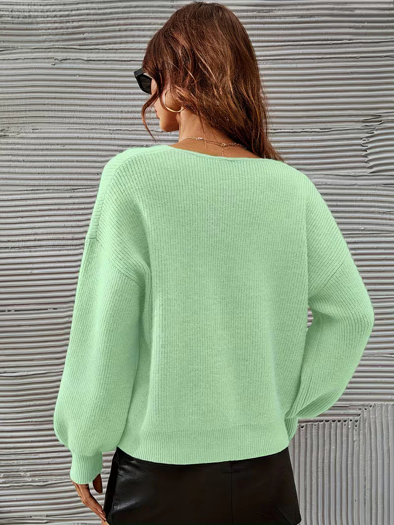 Irmelin - Maglione Con Scollo a V e Spalle Scese - Image 11