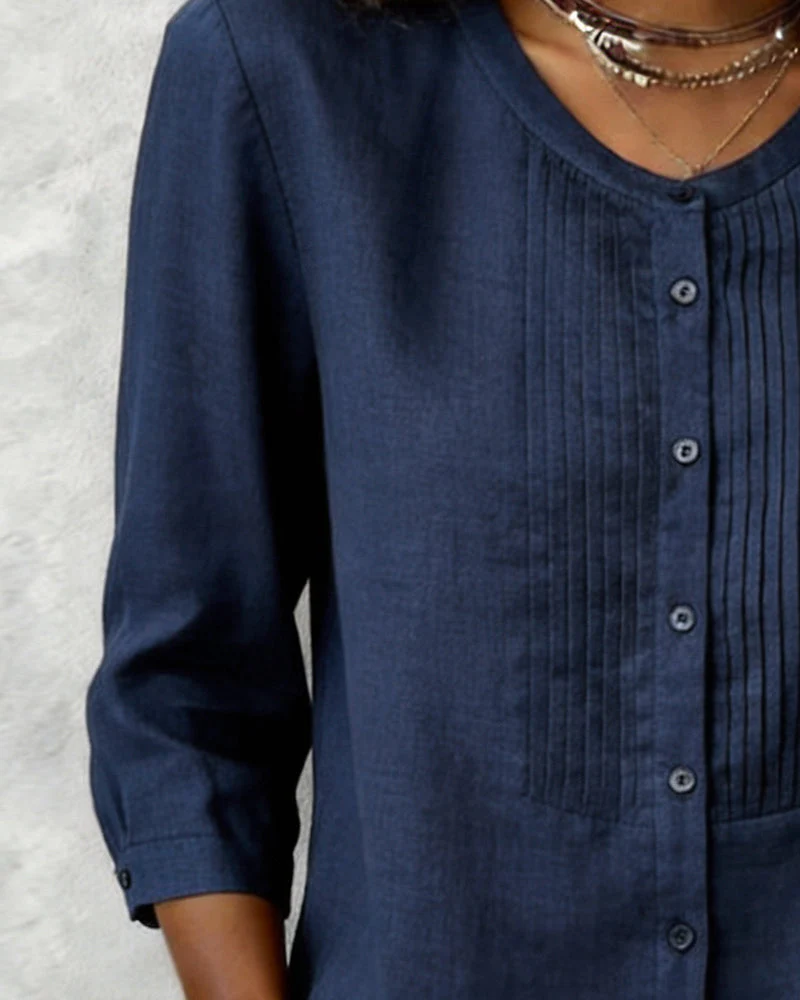 Itsasne - Camicia In Cotone Con Maniche a Tre Quarti e Bottoni - Image 2