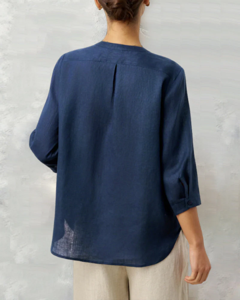 Itsasne - Camicia In Cotone Con Maniche a Tre Quarti e Bottoni - Image 4