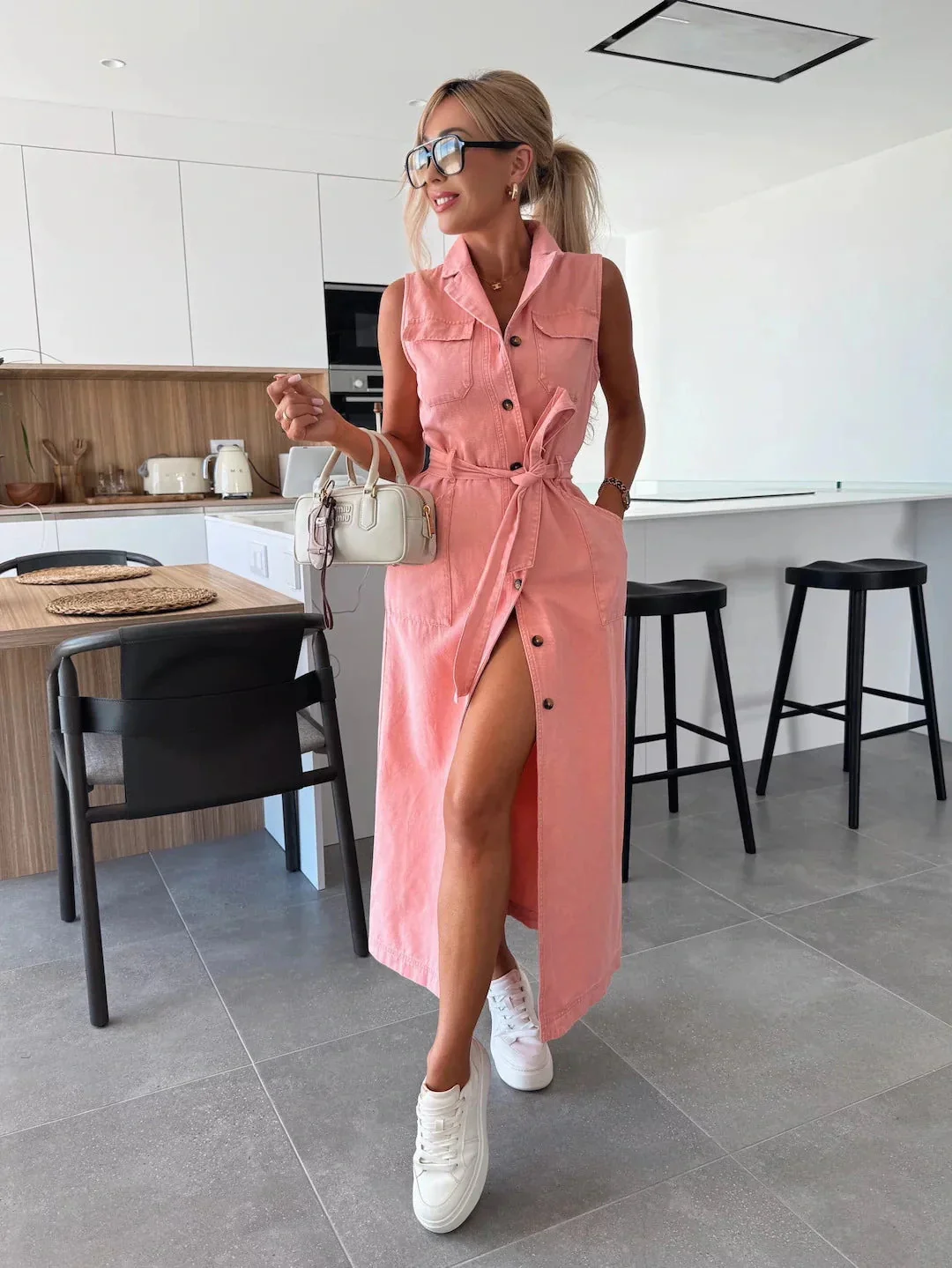 Jacinta - Elegante Abito Lungo Con Tasche - Image 2