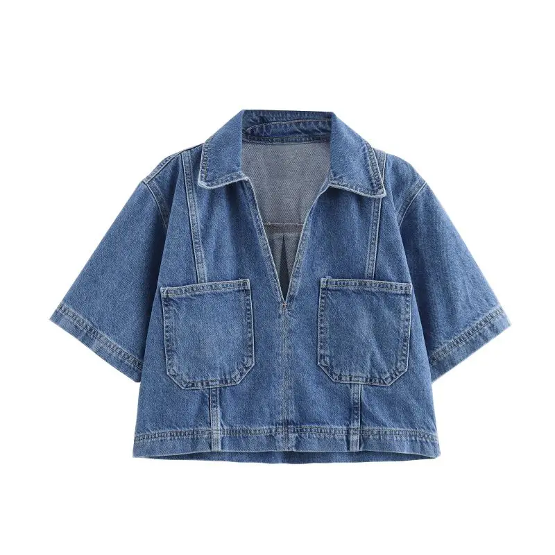 Jadwiga - Set in Denim Con Scollo a V - Image 4