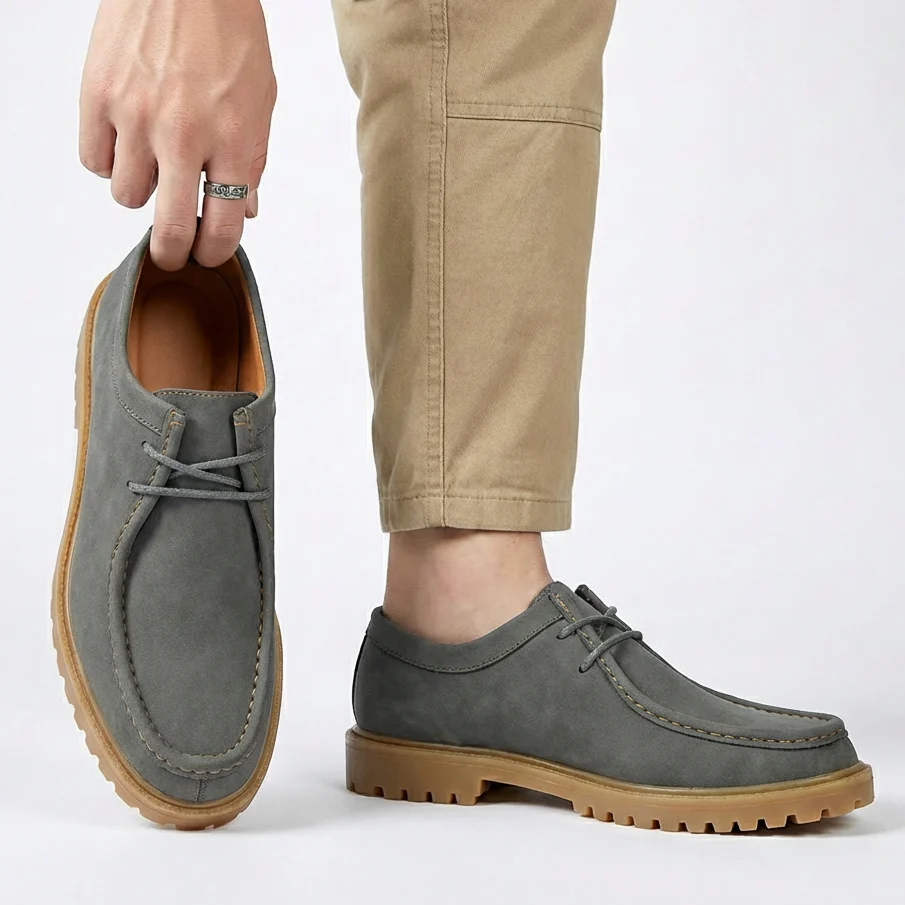 Jasson - Scarpe Stringate in Pelle Scamosciata Con Punta Mocassino - Image 6