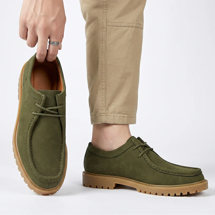 Jasson - Scarpe Stringate in Pelle Scamosciata Con Punta Mocassino - Image 7