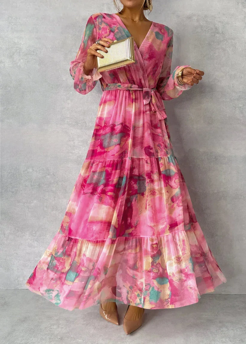 Jenina - Elegante Abito a Portafoglio Con Stampa Floreale