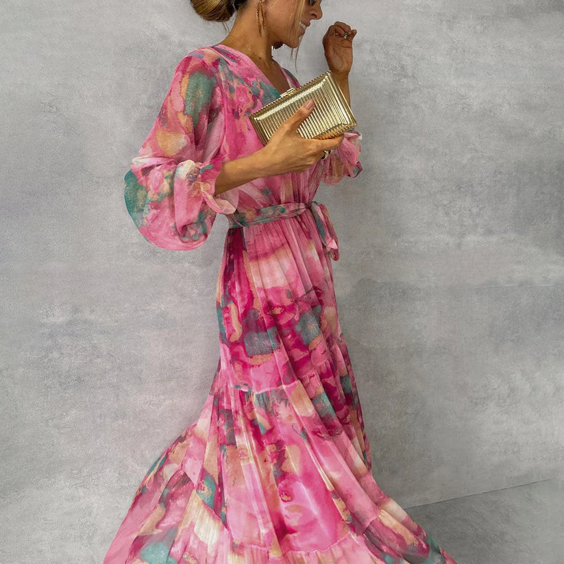 Jenina - Elegante Abito a Portafoglio Con Stampa Floreale - Image 3