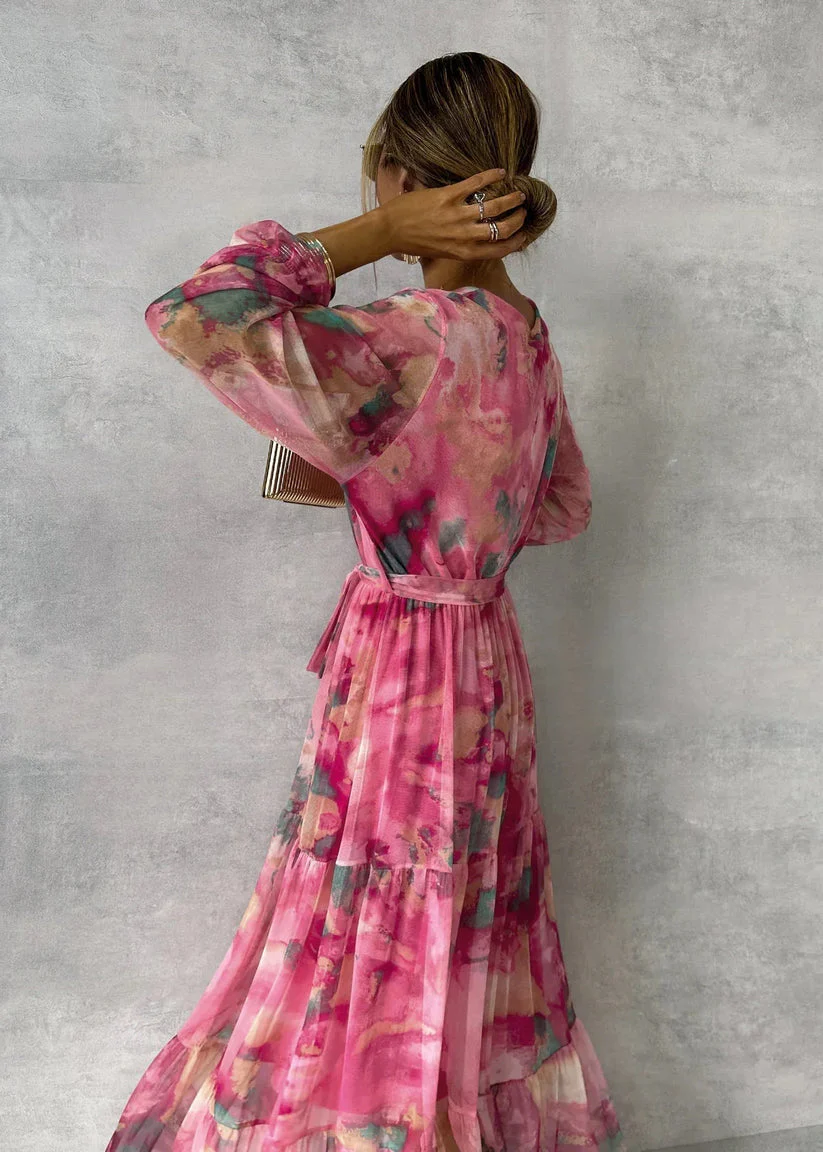 Jenina - Elegante Abito a Portafoglio Con Stampa Floreale - Image 4