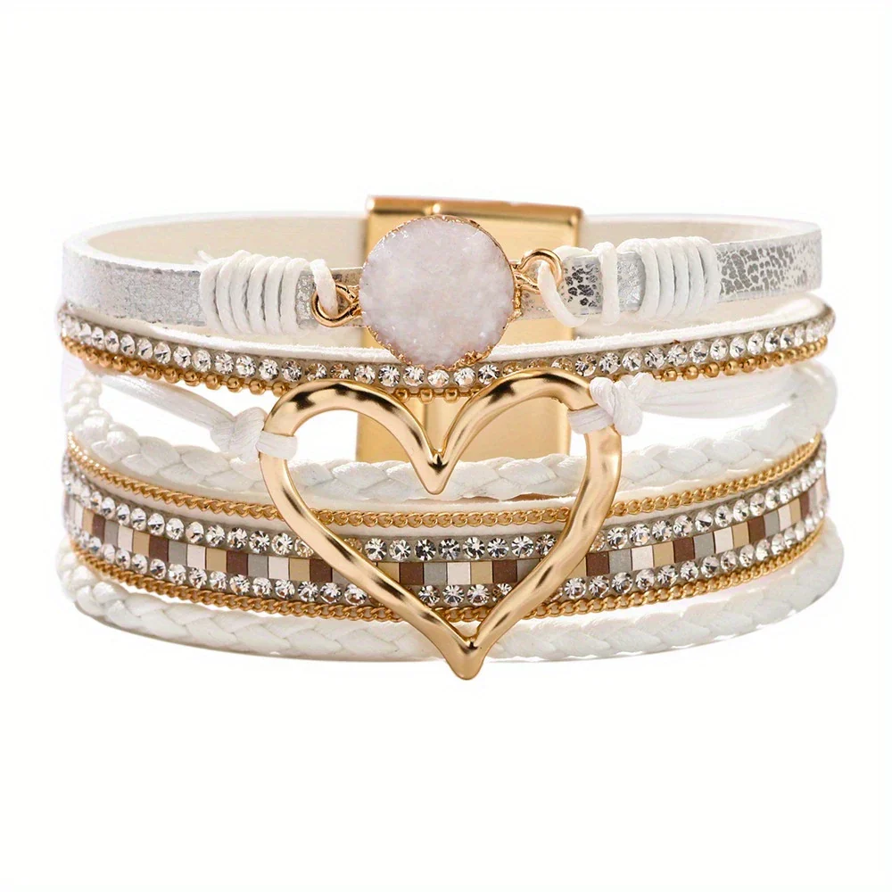Joely - Bracciale In Pelle Multistrato Con Disegno a Cuore - Image 2