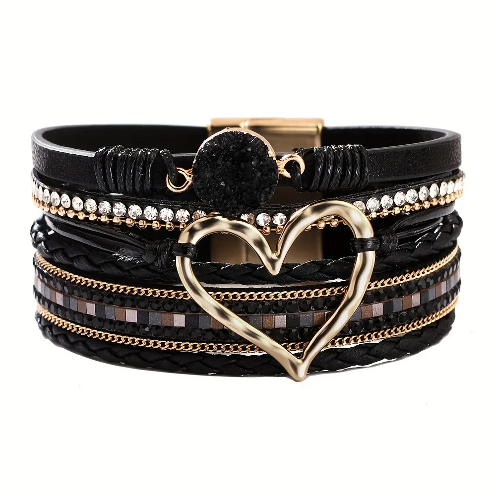 Joely - Bracciale In Pelle Multistrato Con Disegno a Cuore - Image 3