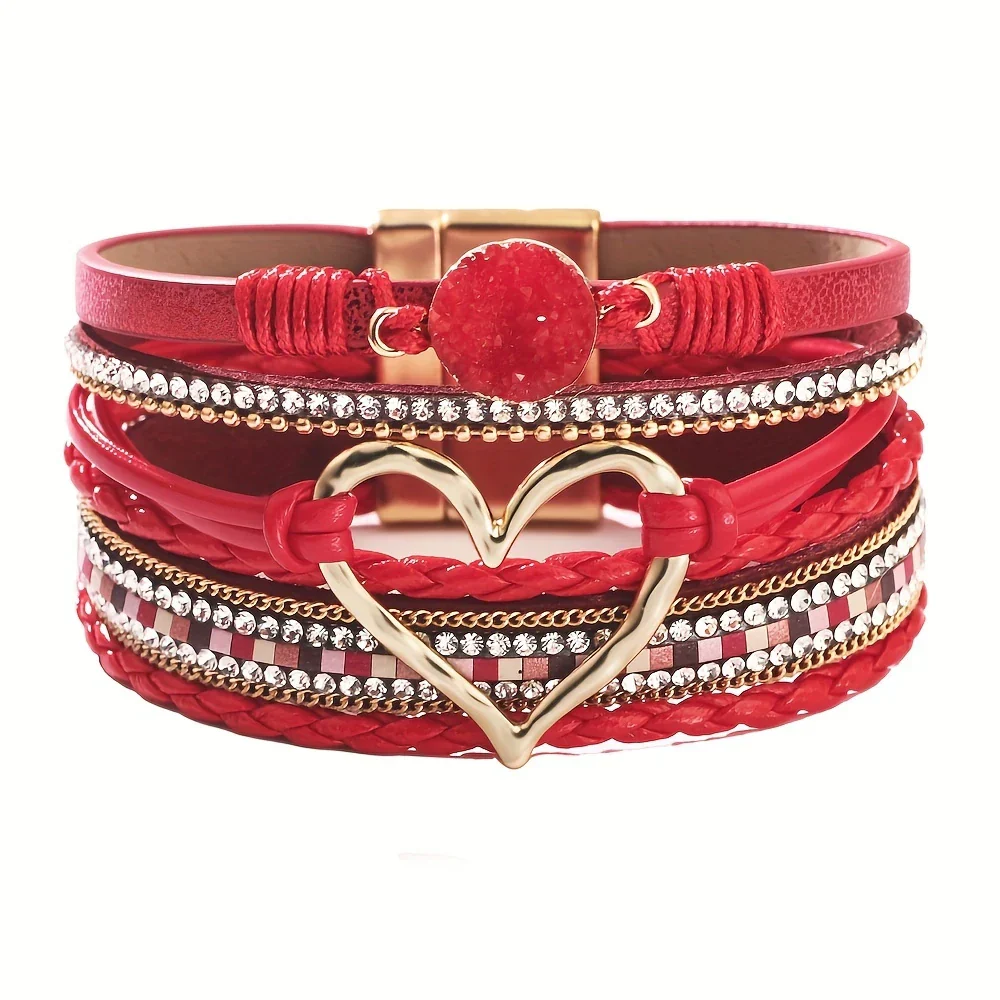 Joely - Bracciale In Pelle Multistrato Con Disegno a Cuore - Image 4