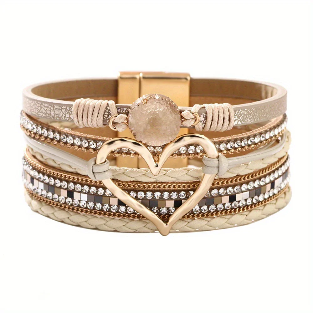 Joely - Bracciale In Pelle Multistrato Con Disegno a Cuore - Image 5