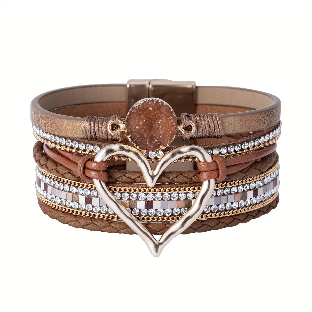 Joely - Bracciale In Pelle Multistrato Con Disegno a Cuore - Image 6