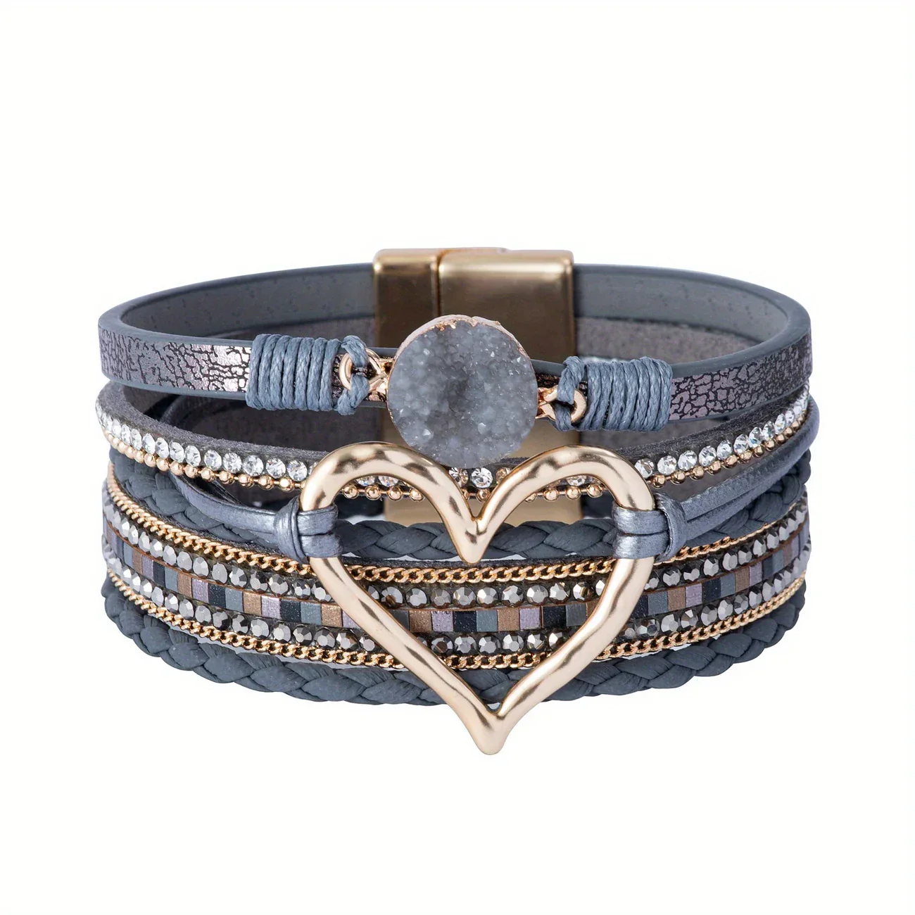 Joely - Bracciale In Pelle Multistrato Con Disegno a Cuore - Image 7