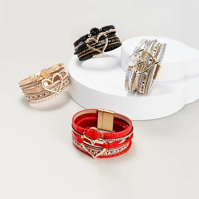Joely - Bracciale In Pelle Multistrato Con Disegno a Cuore - Image 8
