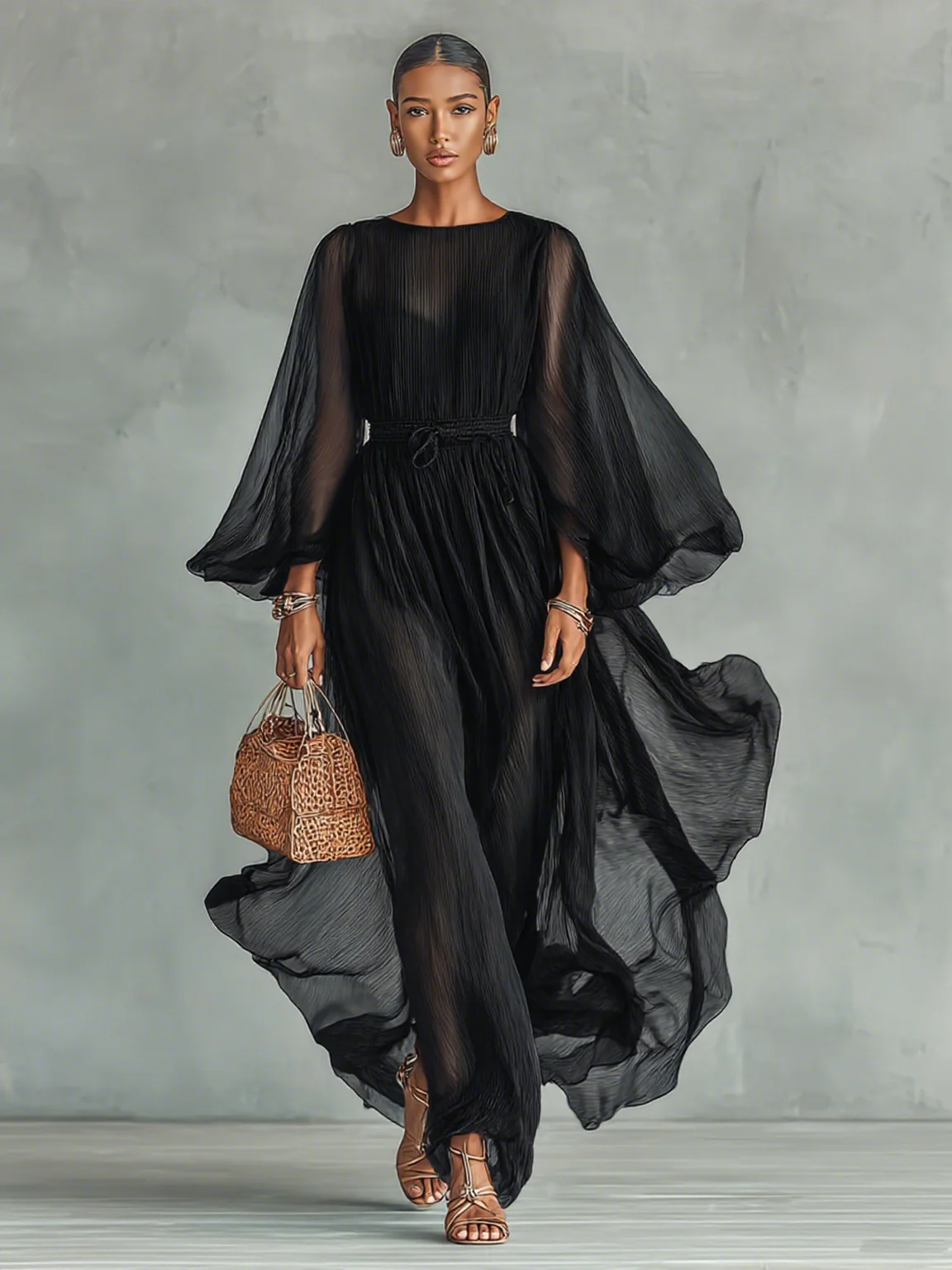 Joilene - Abito In chiffon a Maniche Lunghe - Image 2