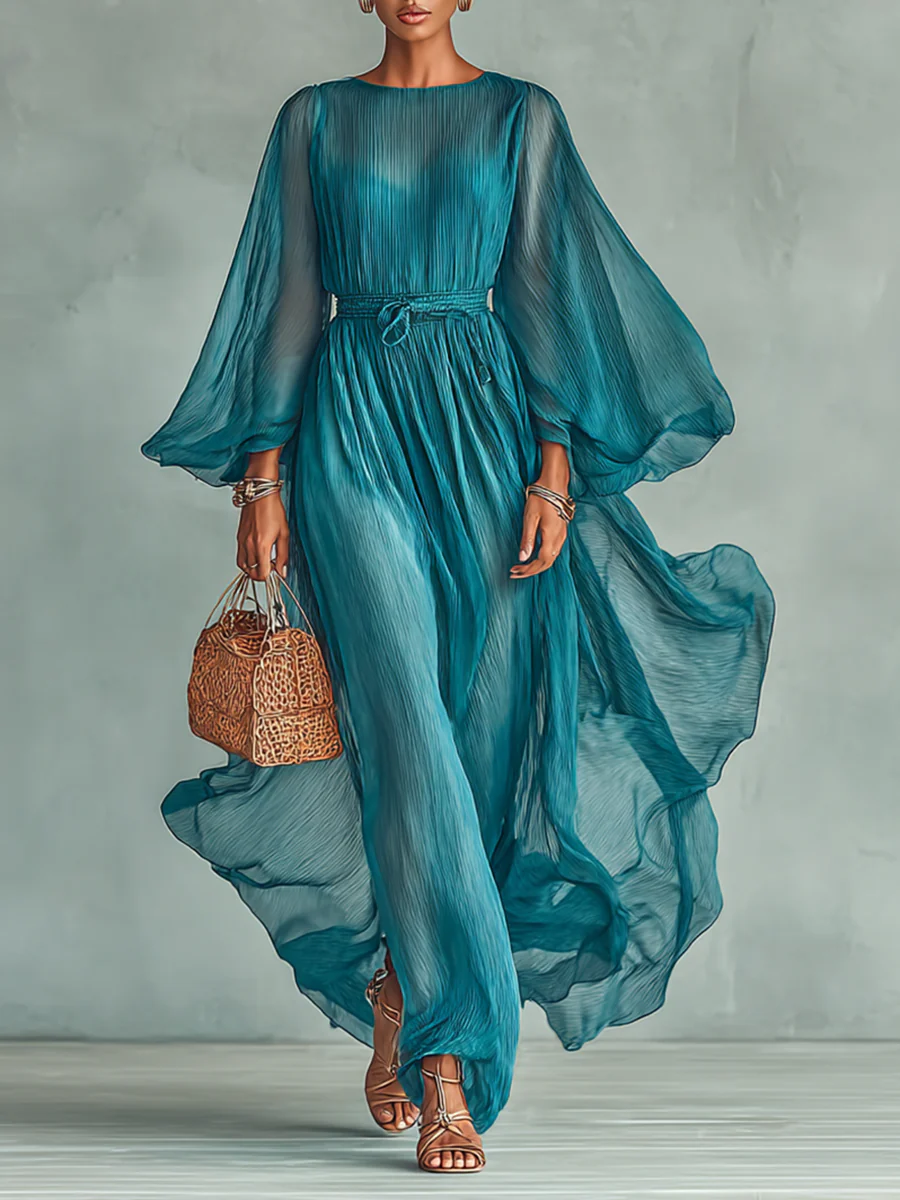 Joilene - Abito In chiffon a Maniche Lunghe - Image 3