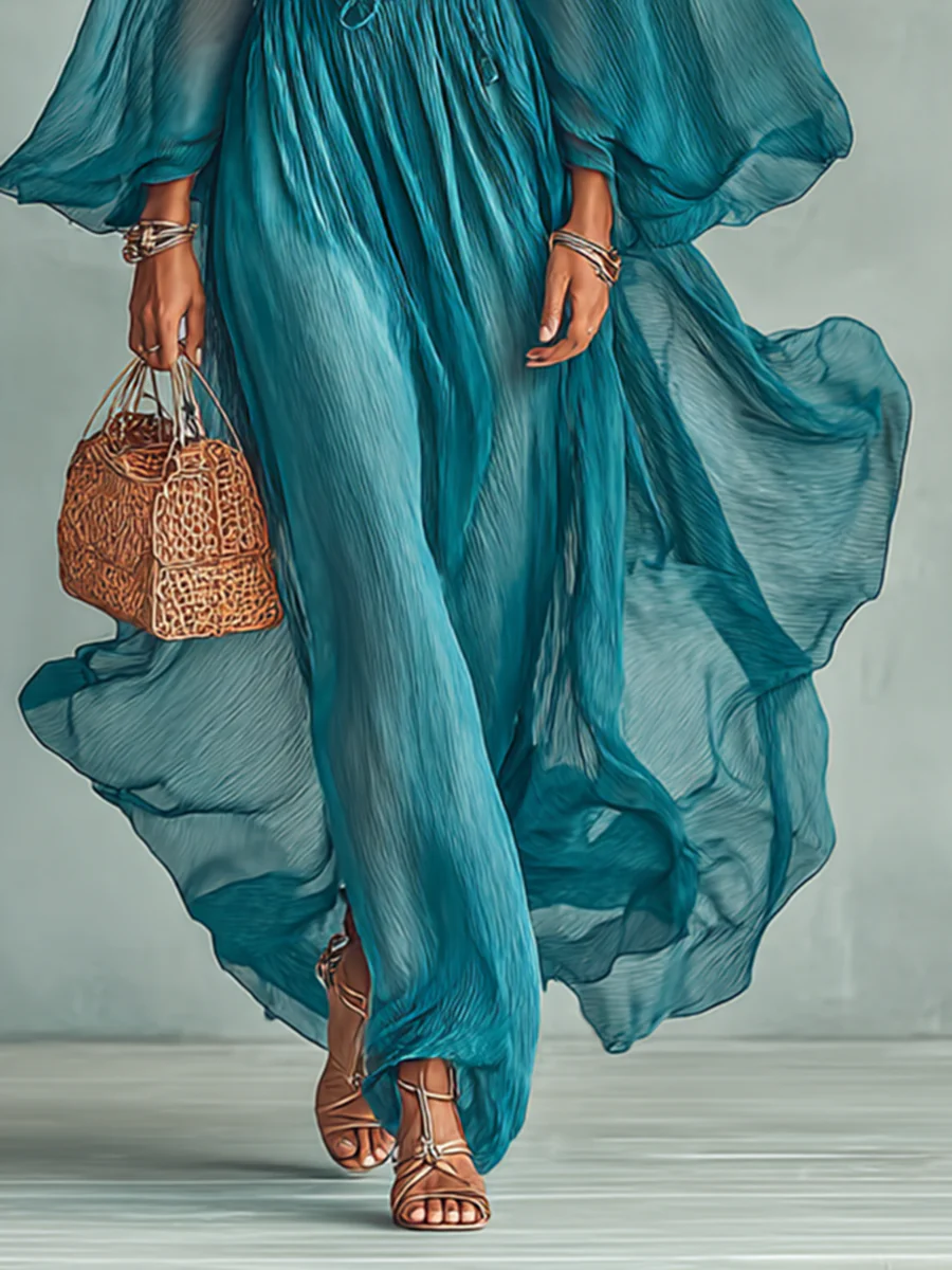 Joilene - Abito In chiffon a Maniche Lunghe - Image 4