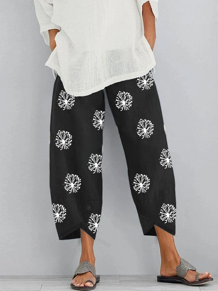 Jolissa - Pantaloni Ritagliato Con Stampa Dente Di Leone