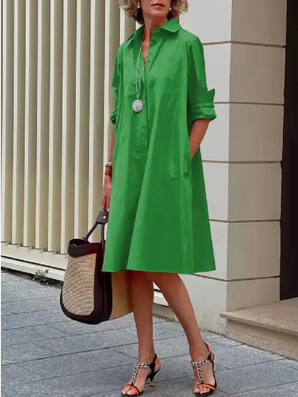 Kahleah - Elegante Abito a Camicia Con Tasche - Image 2