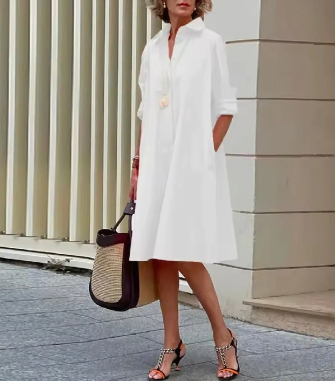 Kahleah - Elegante Abito a Camicia Con Tasche - Image 3