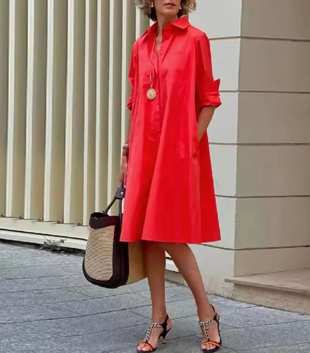 Kahleah - Elegante Abito a Camicia Con Tasche - Image 4
