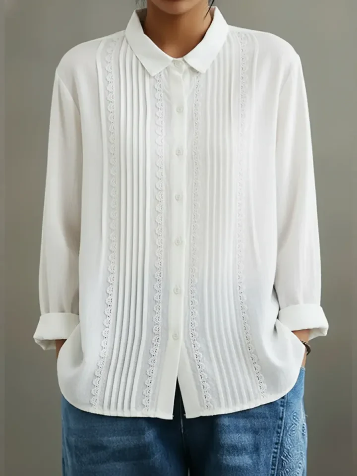 Kalanit - Camicia in Pizzo Patchwork di Lino e Cotone