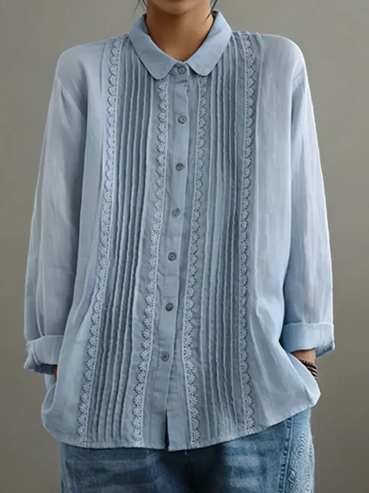 Kalanit - Camicia in Pizzo Patchwork di Lino e Cotone - Image 2