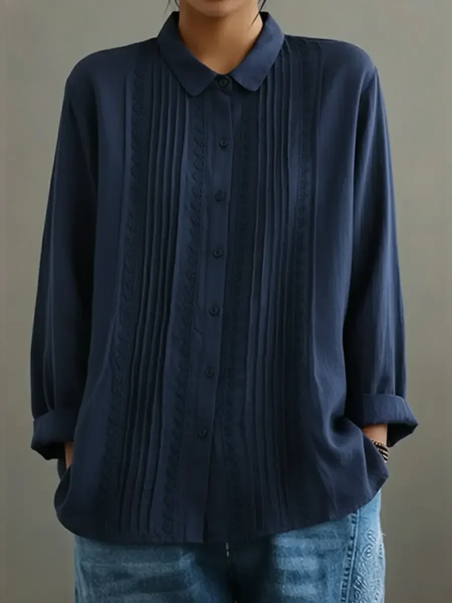 Kalanit - Camicia in Pizzo Patchwork di Lino e Cotone - Image 3