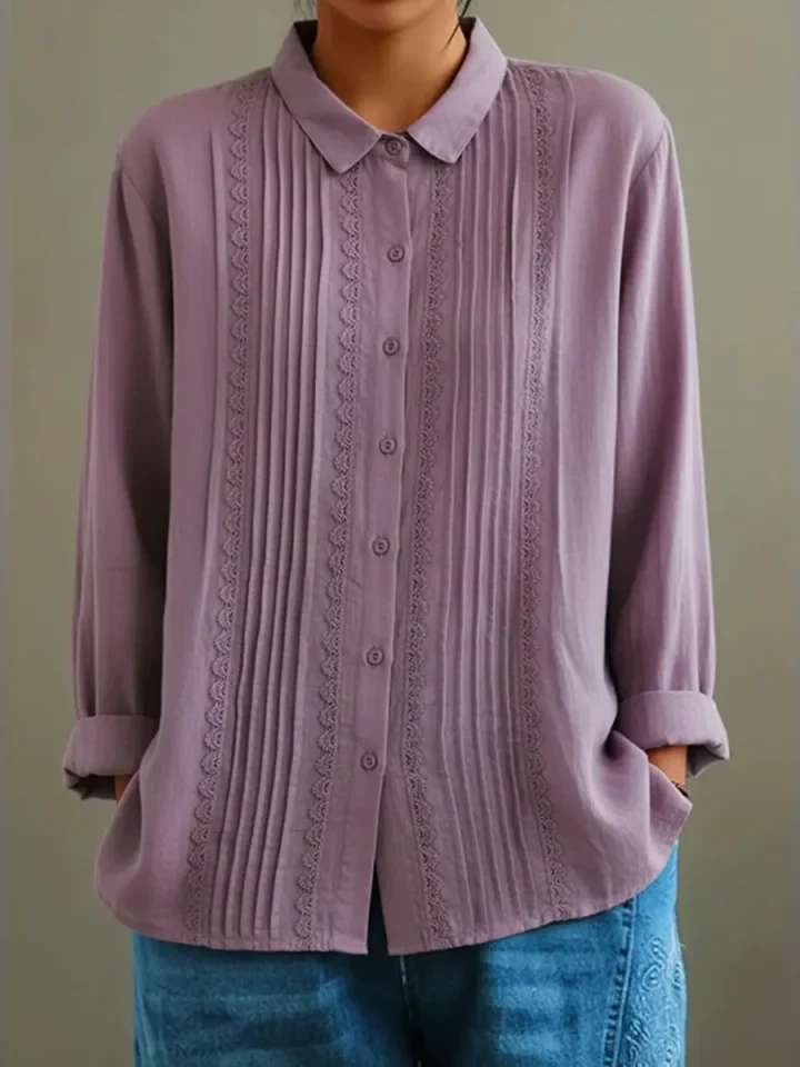 Kalanit - Camicia in Pizzo Patchwork di Lino e Cotone - Image 4