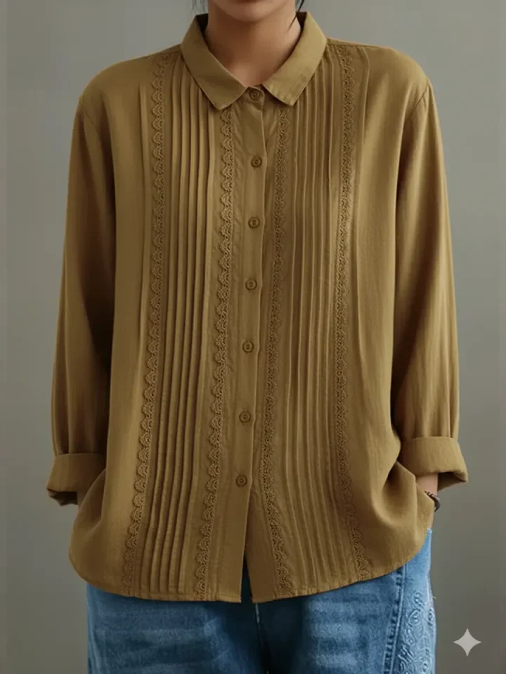 Kalanit - Camicia in Pizzo Patchwork di Lino e Cotone - Image 5