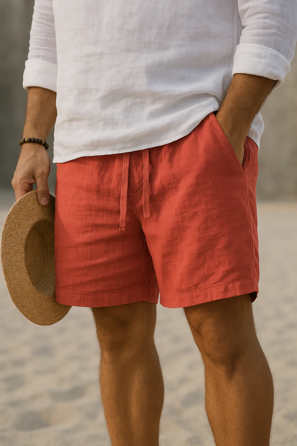 Kaleb - Eleganti Pantaloncini In Lino Con Elastico - Image 5