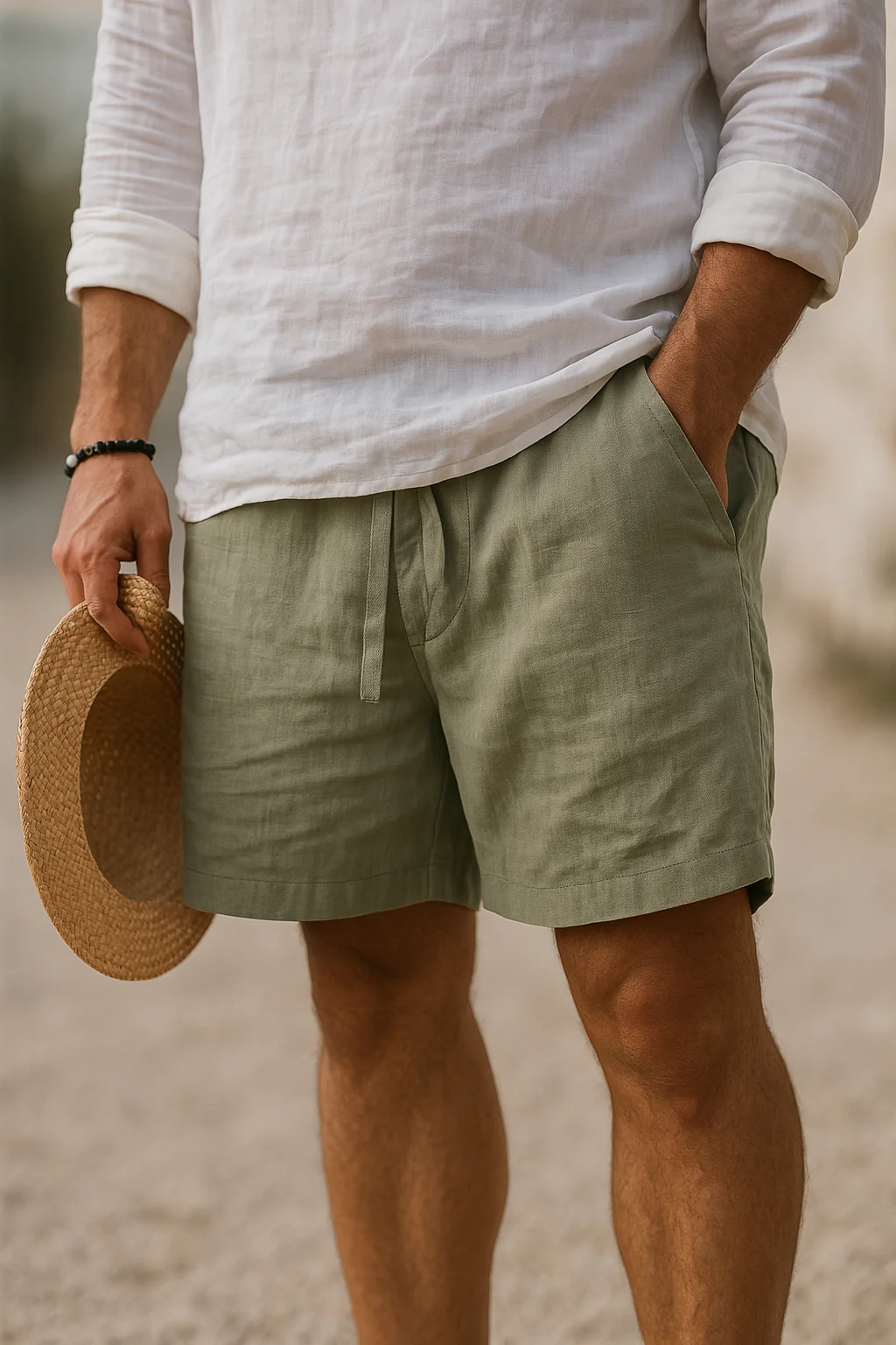 Kaleb - Eleganti Pantaloncini In Lino Con Elastico - Image 6