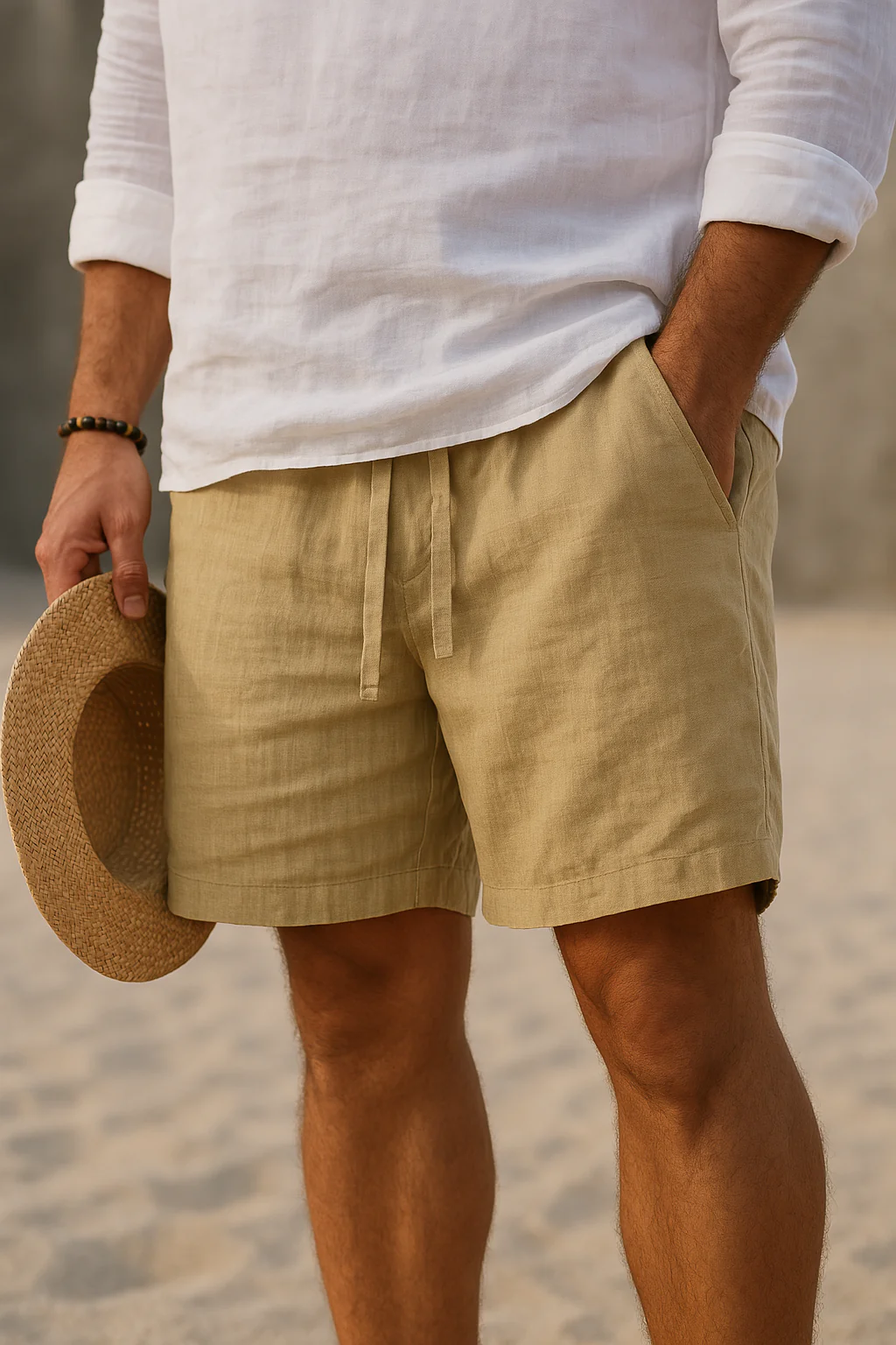 Kaleb - Eleganti Pantaloncini In Lino Con Elastico - Image 7