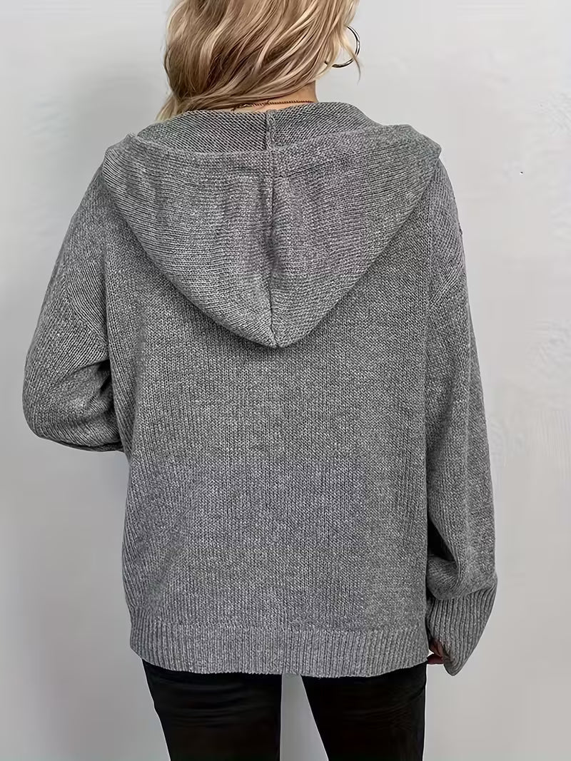 Karalina - Cardigan Con Cappuccio e Bottoni Sul Davanti In Maglia a Trecce - Image 7