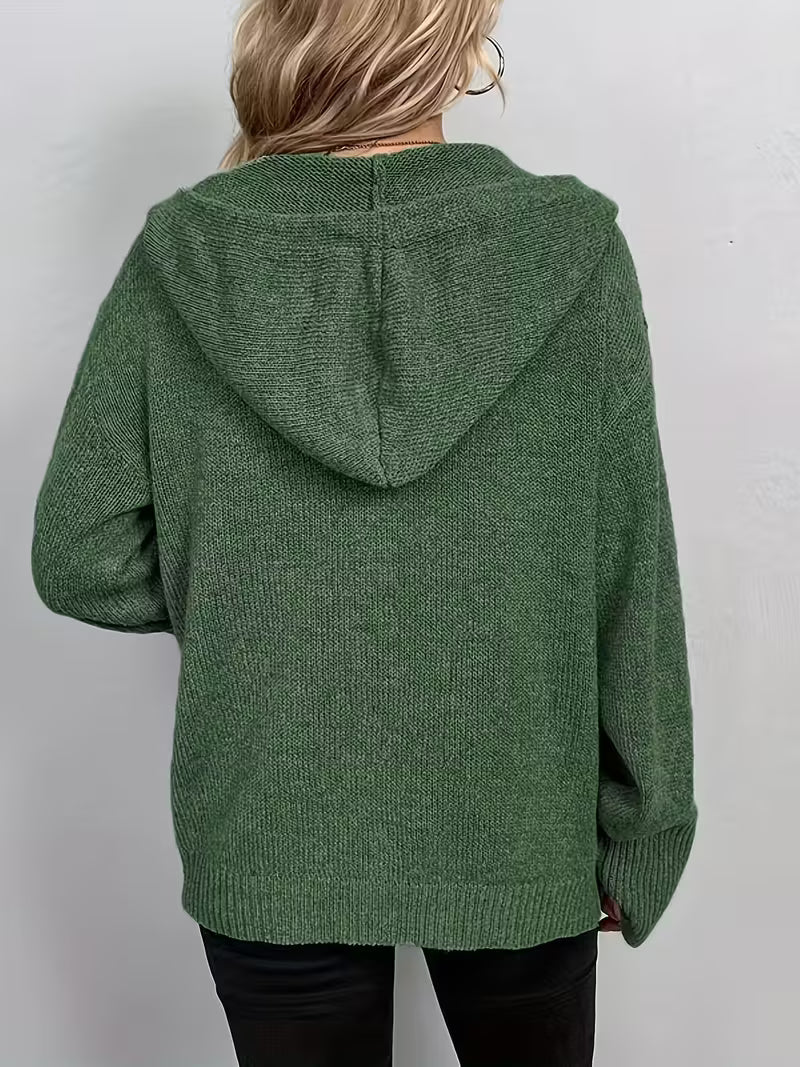 Karalina - Cardigan Con Cappuccio e Bottoni Sul Davanti In Maglia a Trecce - Image 9