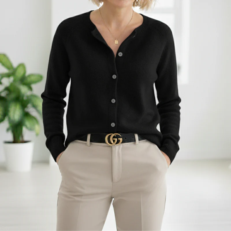 Katarzyna - Comodo Maglione in Cashmere Con Bottoni - Image 3