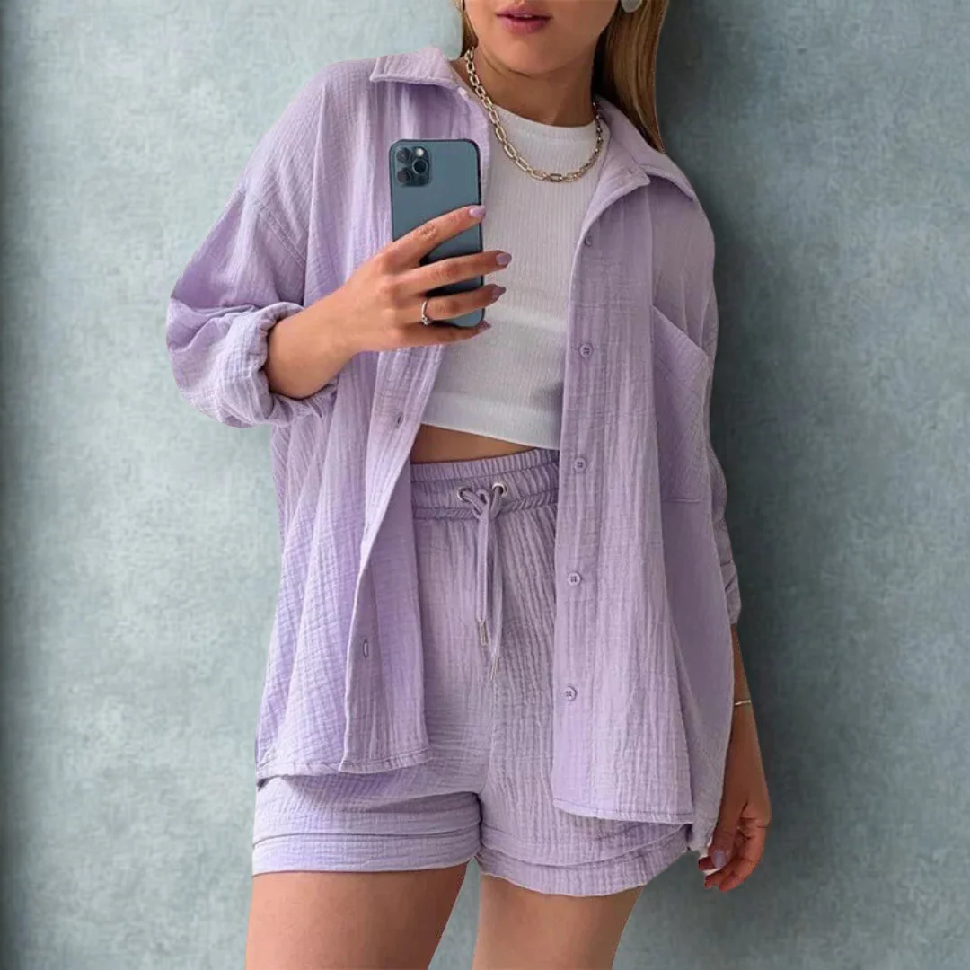 Katelyn - Due Pezzi In Cotone Camicia E Pantaloncini - Image 4