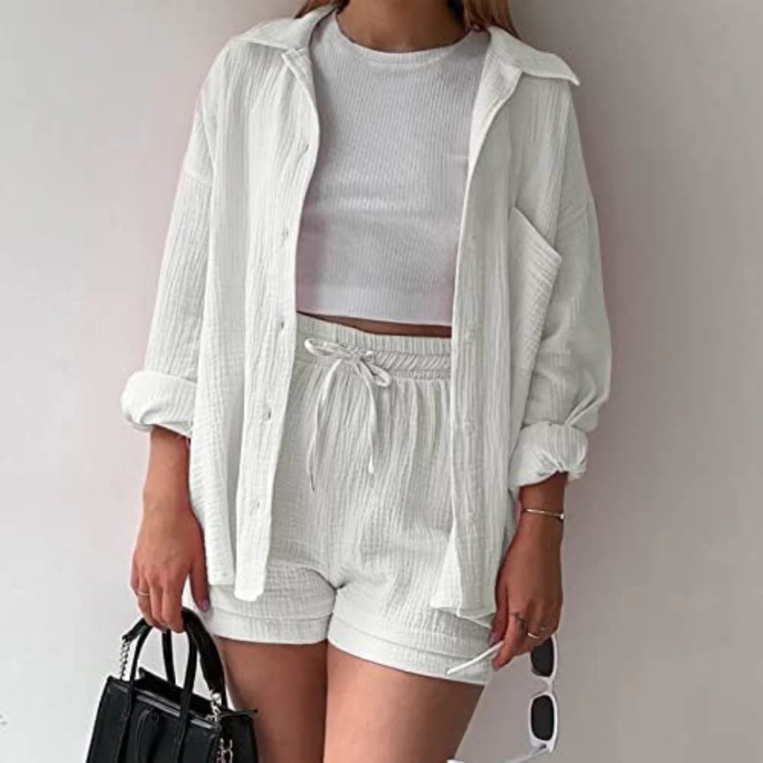 Katelyn - Due Pezzi In Cotone Camicia E Pantaloncini - Image 7