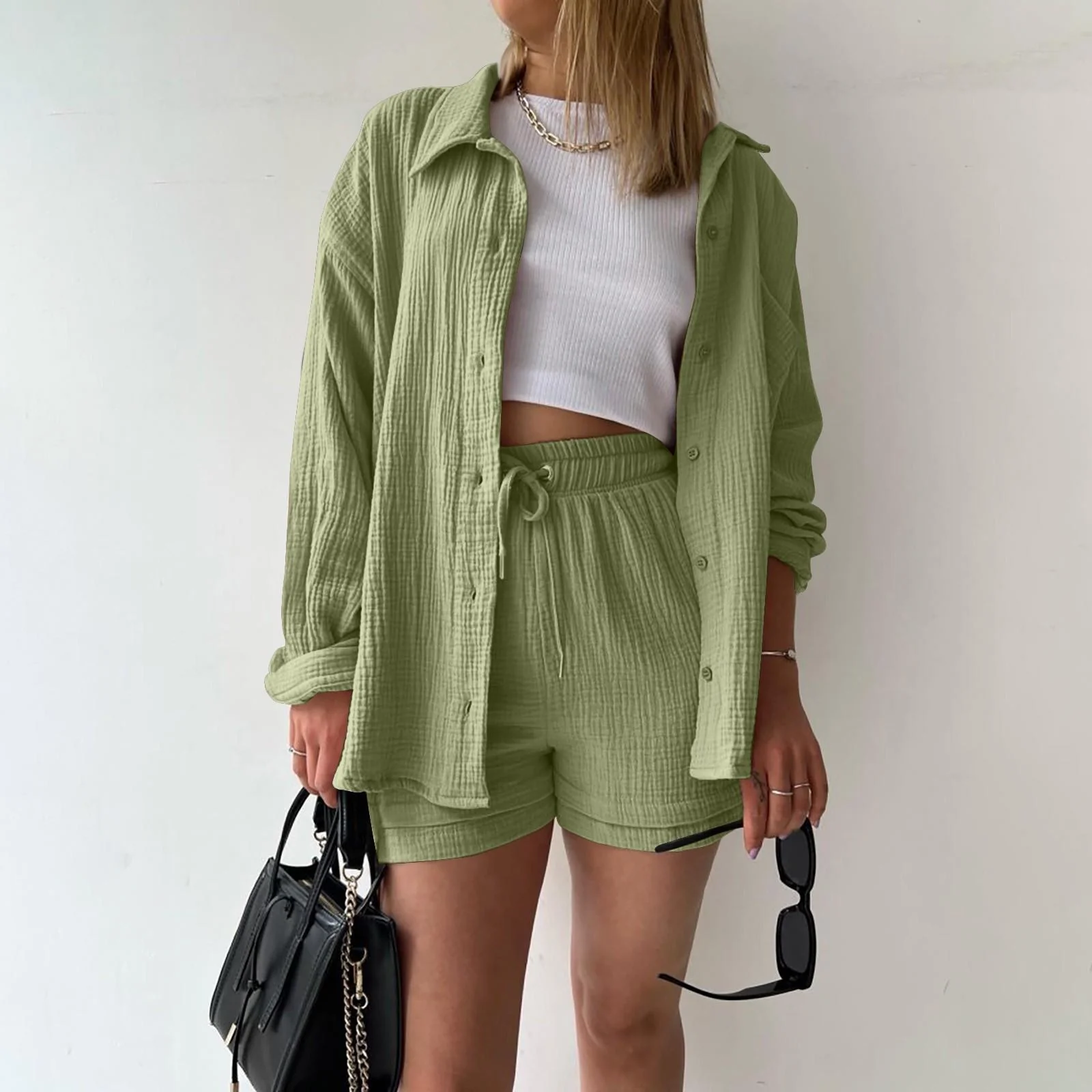 Katelyn - Due Pezzi In Cotone Camicia E Pantaloncini - Image 9