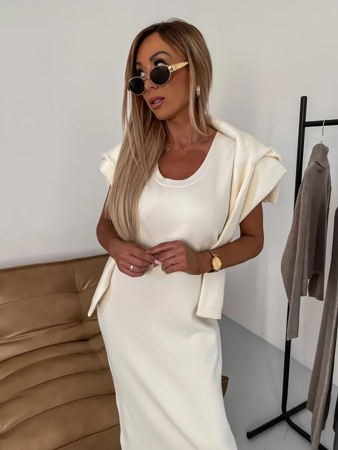 Kathleen - Set Invernale a Due Pezzi In Maglia Con Collo Alto