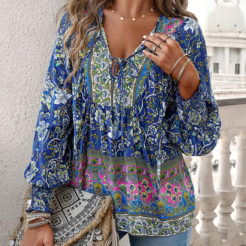 Katia - Camicia Alla Moda Con Scollo a V e Maniche lunghe Stampata - Image 2