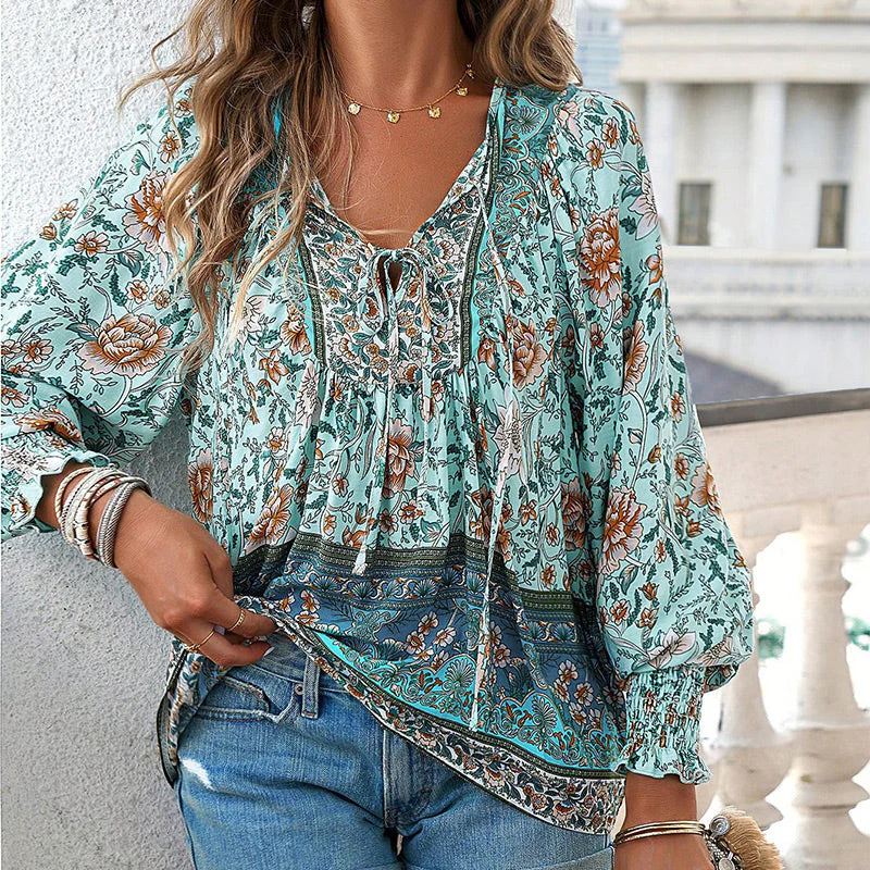 Katia - Camicia Alla Moda Con Scollo a V e Maniche lunghe Stampata - Image 4