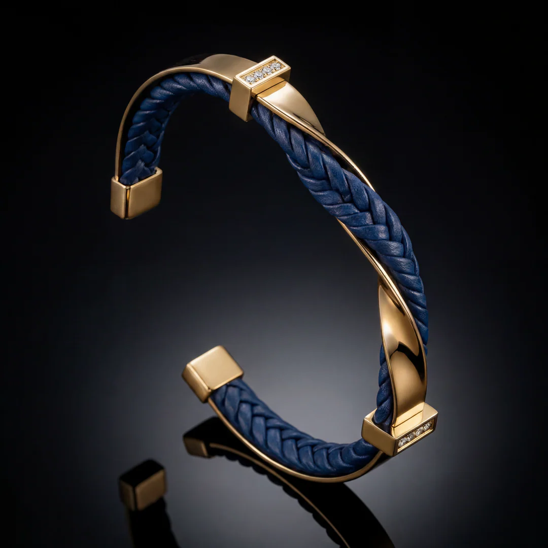 Kayel - Bracciale a Polsino In Pelle Intrecciata - Image 2